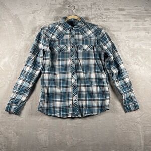 Cody James FR Men's Shirt Pearl Snap Flame Resistant Plaid M Blue/White/Brown